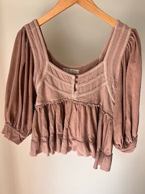 We The Free Blush Mauve Babydoll Blouse